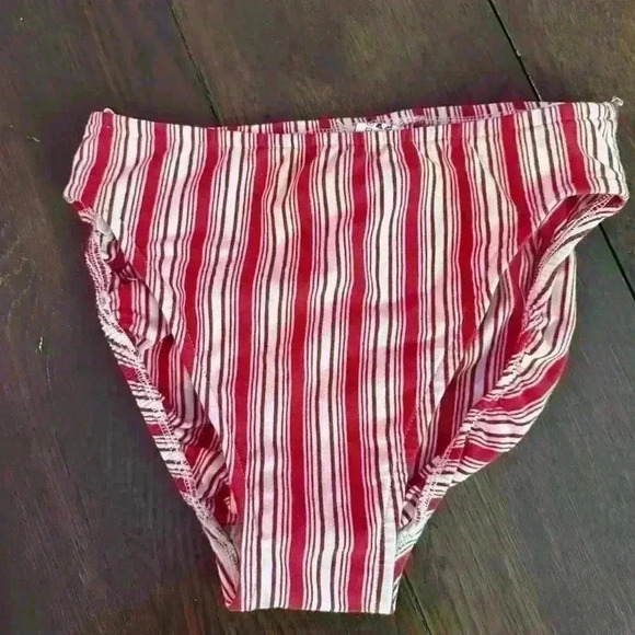 Candy Striped High Rise Bikini Bottoms S - Picture 1 of 2